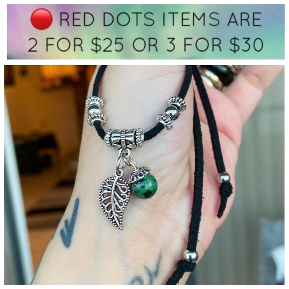 Silverskylight Jewelry - 🔴 Leaf & ruby in zoisite gem black suede choker